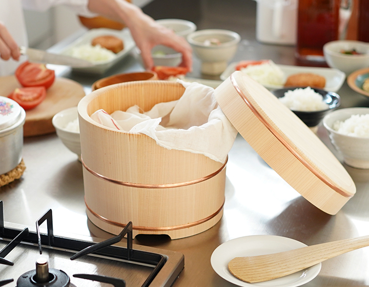 東屋 お櫃 二合 日本製 おひつ 木曽さわら 国産 山一 : がらんどう 手