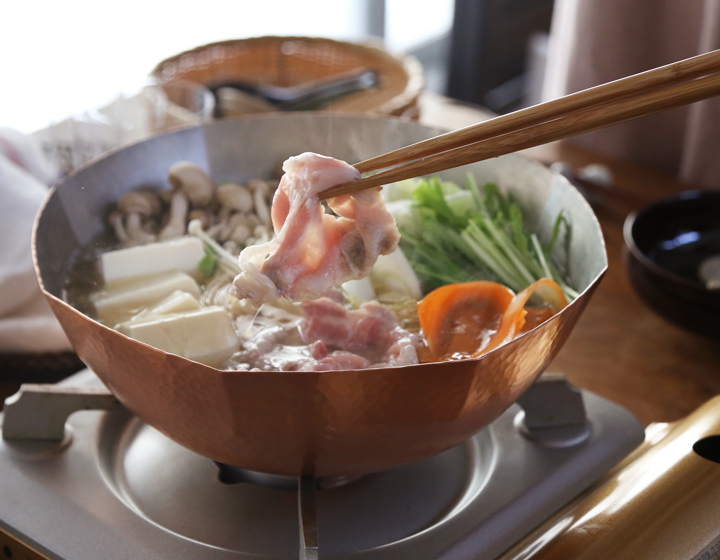 鎚起銅器 ガス用銅しゃぶ鍋 八角鎚目 24cm 銅製 しゃぶしゃぶ鍋