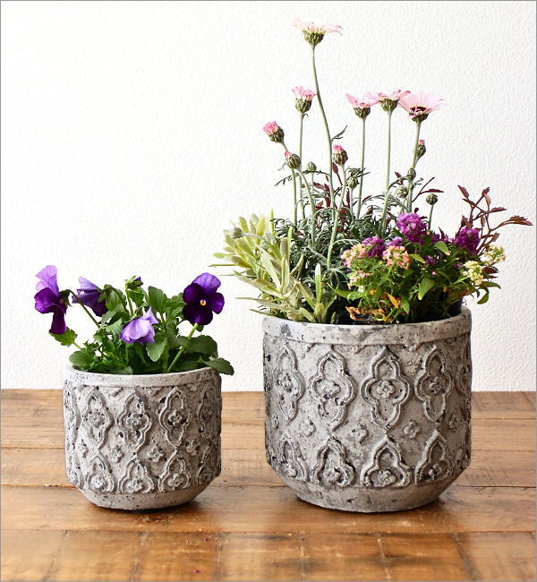 植木鉢 プランター アンティーク 5号 4号 相当 底穴あり グレー