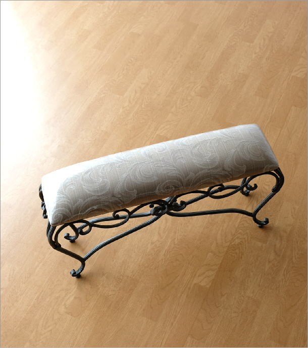 ベンチ 玄関 スツール 椅子 スリム コンパクト おしゃれ アイアン 布