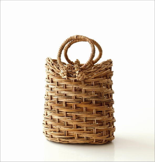 かご カゴ バスケット 小物入れ 収納 ラタン 編みかご 持ち手付き