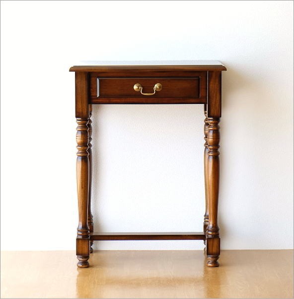 コンソールテーブル アンティーク 玄関 スリム 電話台 花台 木製 天然