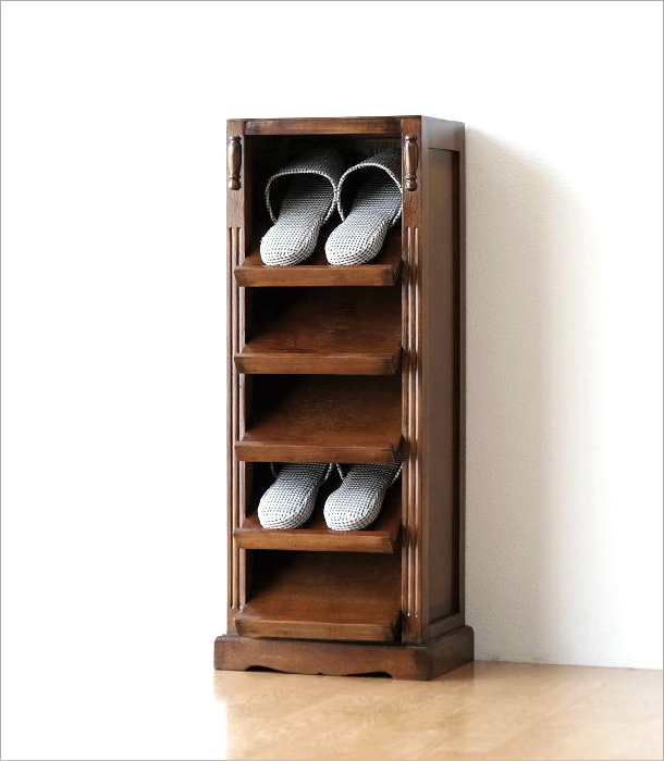スリッパラック 木製 アンティーク レトロ 5段 5足 おしゃれ タワー
