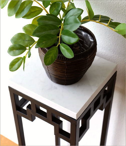 花台 コンソールテーブル 玄関 スリム アンティーク 大理石 アイアン