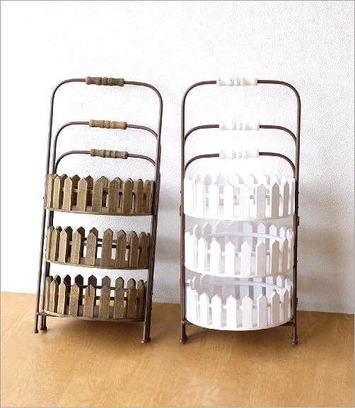 フラワースタンド 3段 花台 おしゃれ アイアン ウッド 天然木