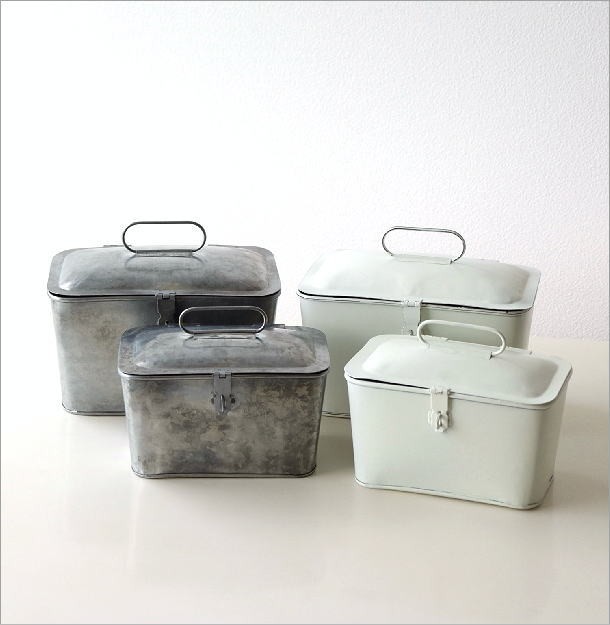 小物入れ ブリキ ふた付き ボックス 2個セット アンティーク レトロ