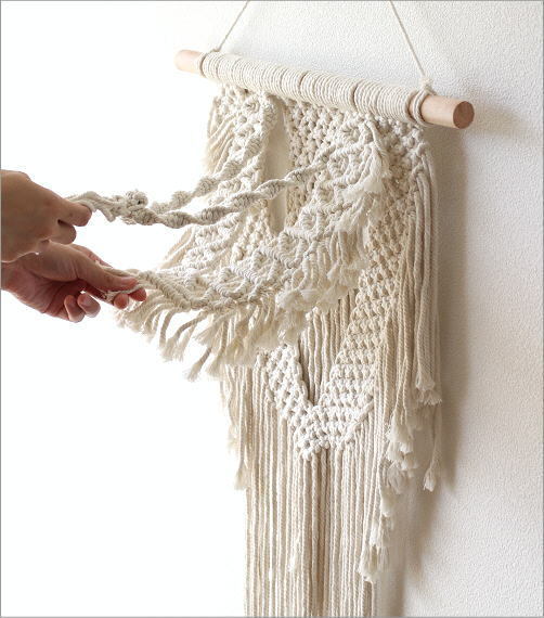タペストリー マクラメ ロング シンプル 北欧風 壁掛け 手編み
