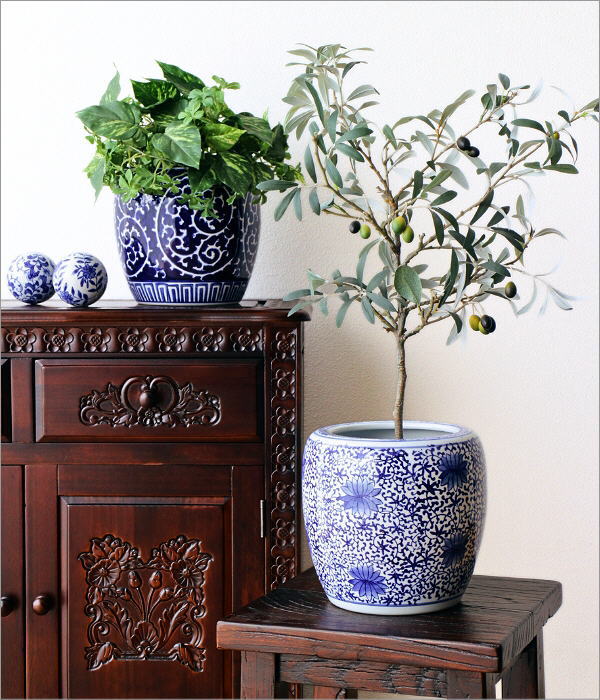 植木鉢 おしゃれ 陶器 火鉢 陶器鉢 メダカ鉢 金魚鉢 丸型 和風 観葉