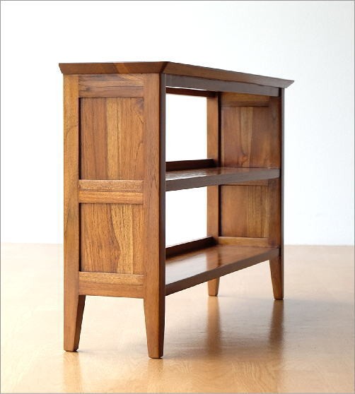 オープンラック 木製 スリム 3段 卓上 収納棚 文庫本 本棚 無垢