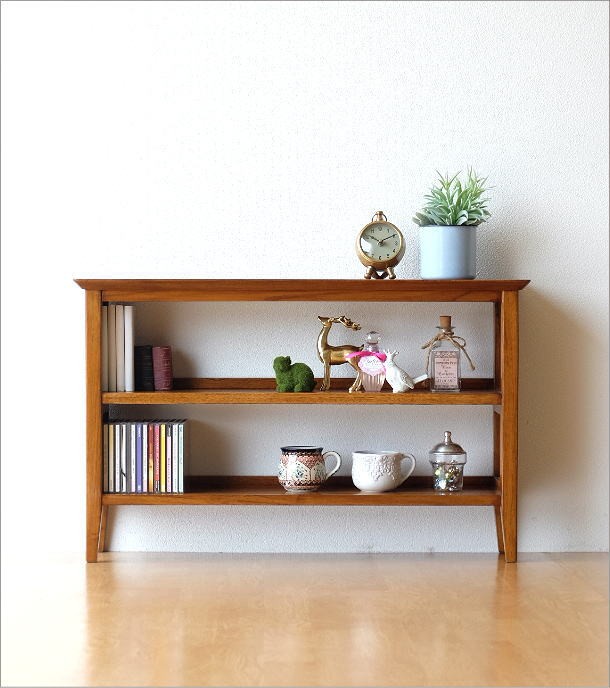 オープンラック 木製 スリム 3段 卓上 収納棚 文庫本 本棚 無垢