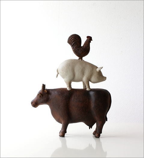 置物 置き物 インテリアオブジェ かわいい ウシ ブタ ニワトリ