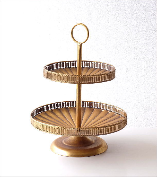 トレー トレイ 2段 アイアン おしゃれ アンティーク調 大きい