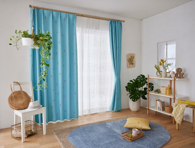 スミノエ 2級遮光カーテン デザインライフ JESSICA ジェシカ ブルー 幅