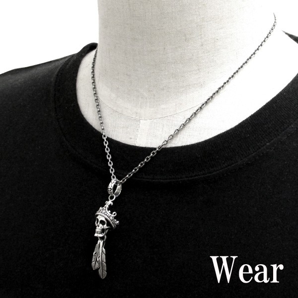 スカル ペンダントトップ メンズ シルバー ドクロ キング フェザー