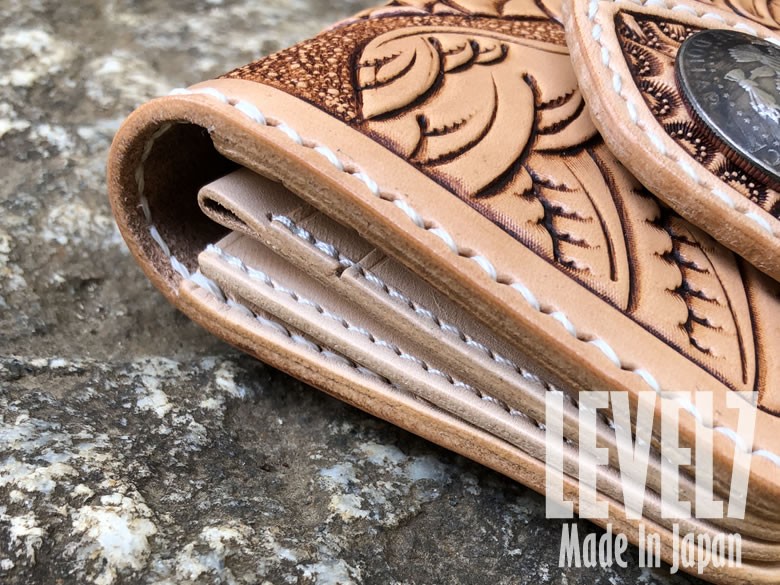 長財布 ロングウォレット イーグル/タカ レザーカービング 手縫い