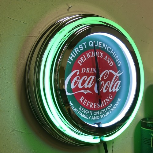 Coca Cola（コカコーラ） ダブルネオンクロック インテリア 掛け時計