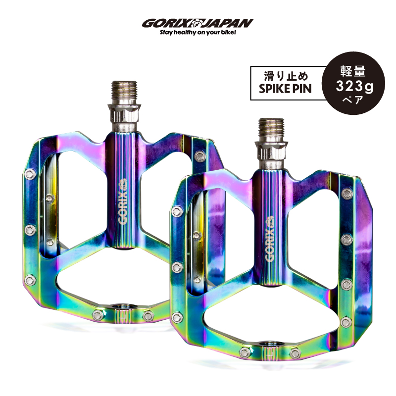 GORIX ペダル 自転車 ロードバイク フラット オイルスリック 軽量