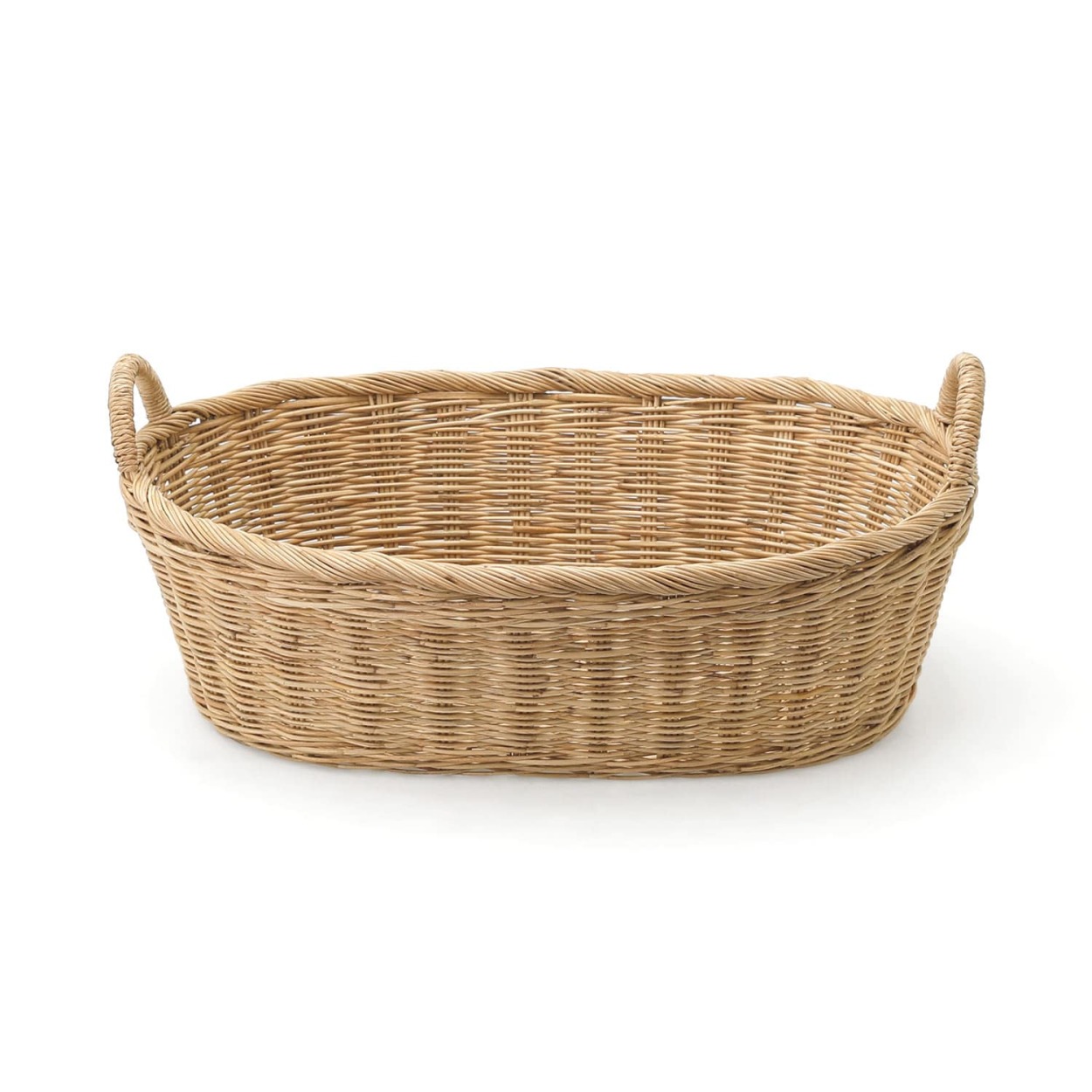 松野屋 ラタン取手付楕円バスケットロータイプ S かご カゴ 籐 脱衣