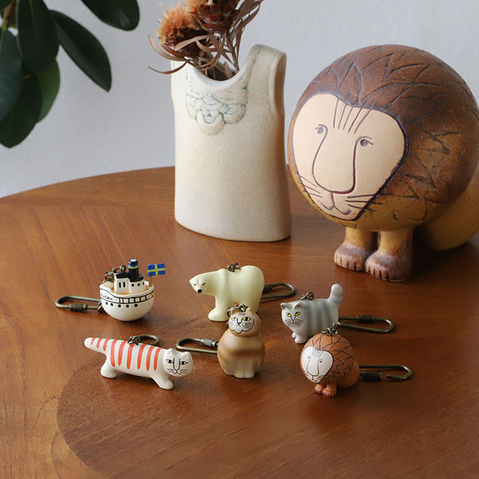 Lisa Larson（リサラーソン） キーホルダー 北欧 ライオン ネコ 動物