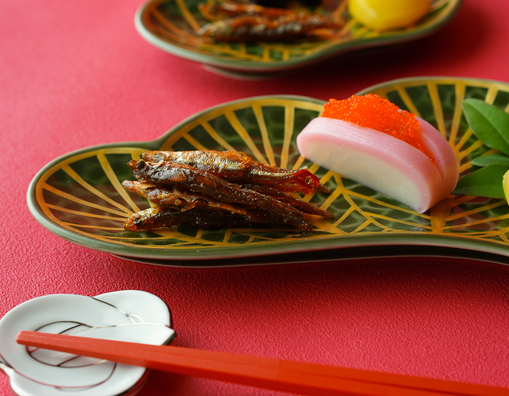 錦茶緑金松葉型 前菜皿 25cm 幸楽窯 有田焼 // 和食器 食器 陶磁器 長