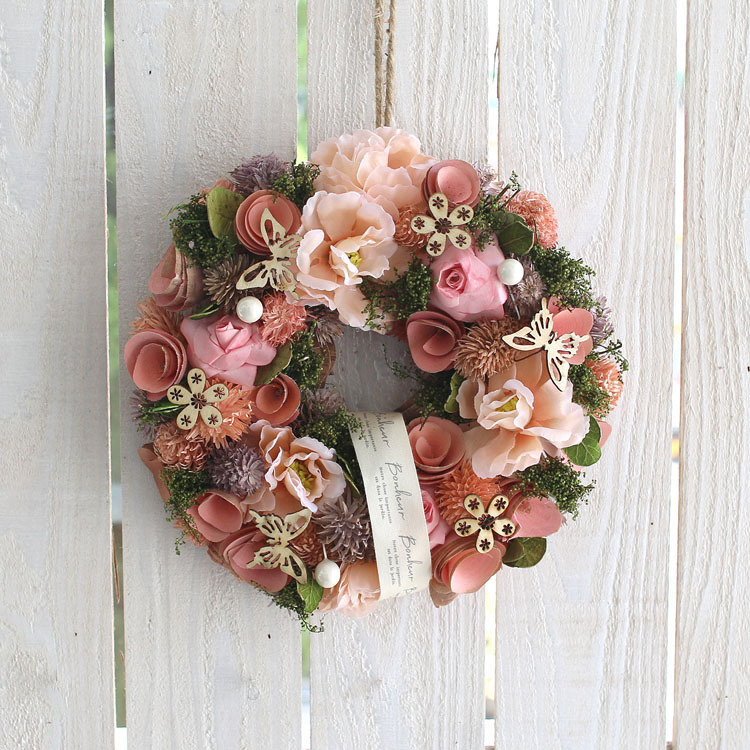 flower ドライフラワー リース PINK＆RED【春の花畑 4329-B】 Φ235mm