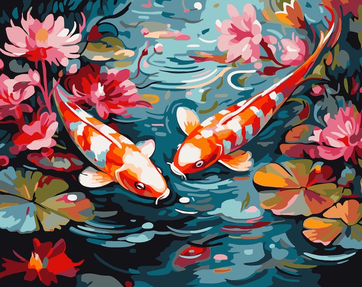 新作! 大人の塗り絵 油絵 塗り絵 アートパネル 日本の桜 金魚 鯉 日本