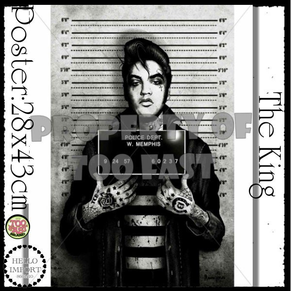 ポスター キングマグショット柄 エルビスプレスリー インテリア 雑貨