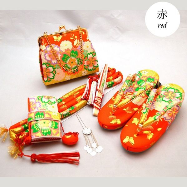 七五三 草履 バッグ はこせこ 6点 セット 絵羽柄 小物 7歳 七歳 3歳 三