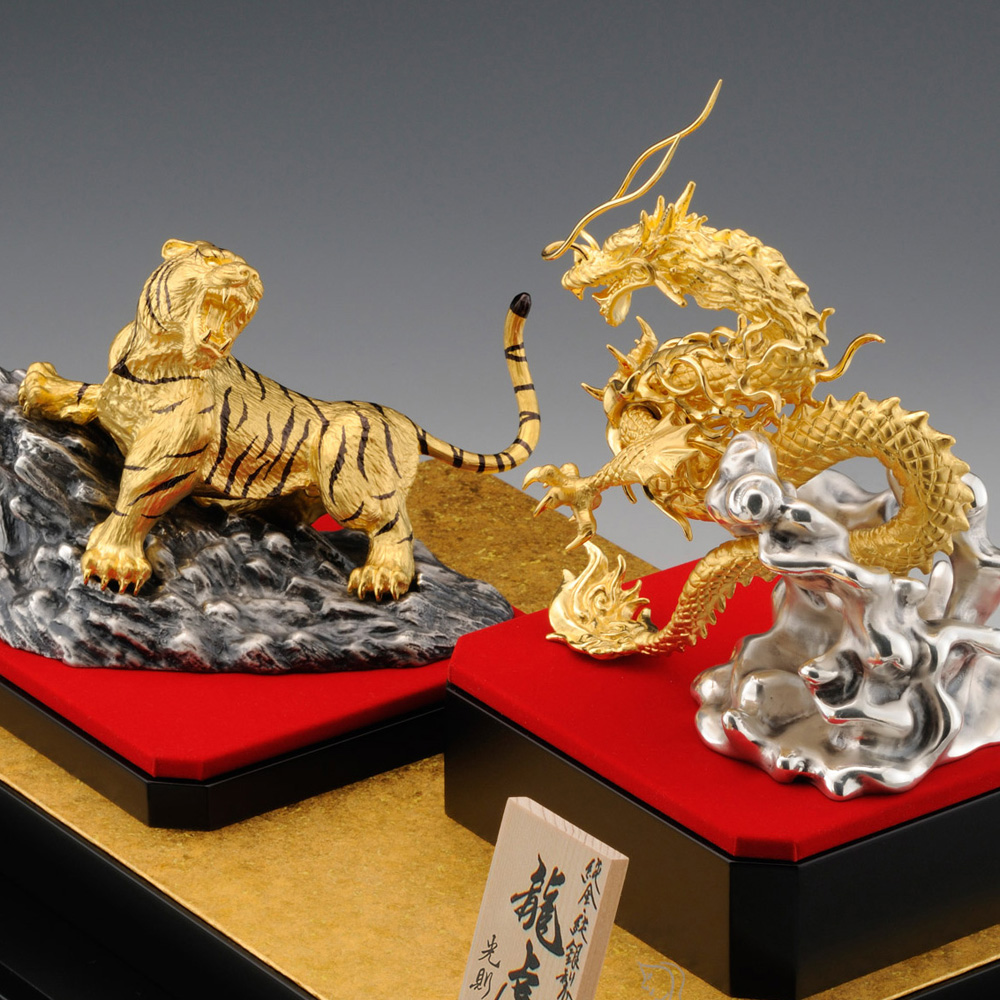 龍＆虎｜純金製置物/ガラスケース 造幣局刻印品 : HIKARI GALLERY