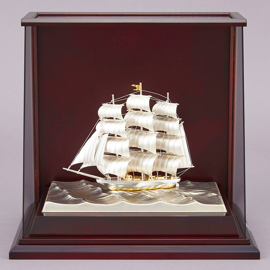 帆前船 4号｜銀製置物/スロープガラスケース : HIKARI GALLERYヤフー店