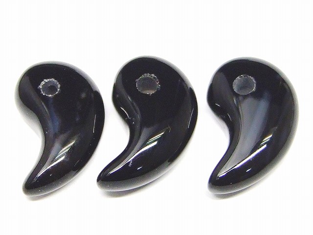 天然石 パワーストーン 66482E 勾玉 オニキス 18mm×12mm 1個売り 送料