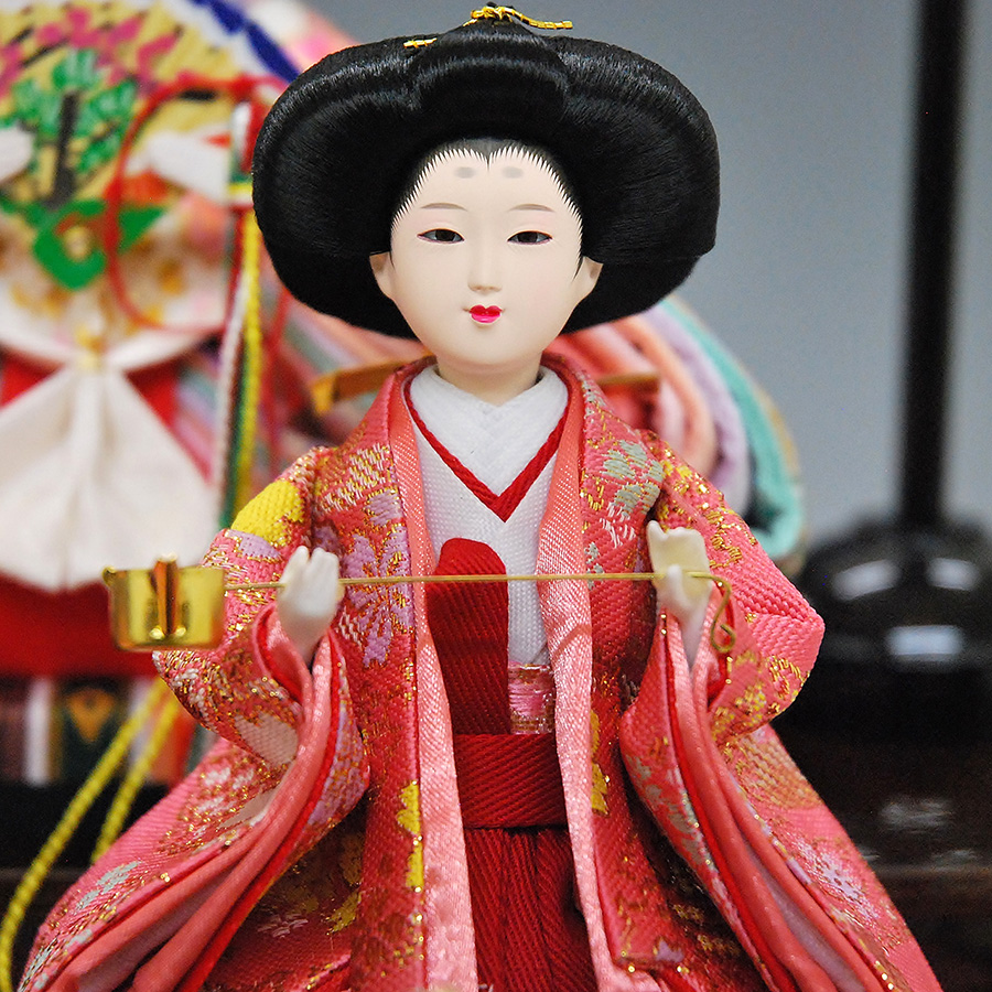 雛人形 ひな人形 K103 コンパクト オルゴール付き 三人官女付き 人形の