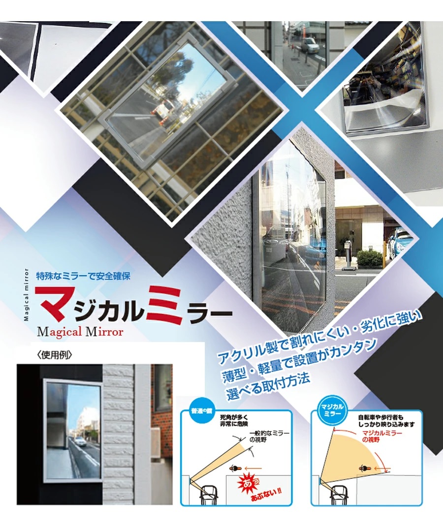 ガレージミラー おしゃれ アクリル製 マジカルミラー 軽量 薄型