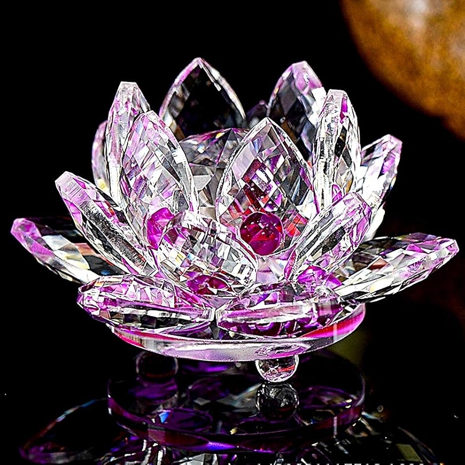 クリスタルガラス 水晶玉 蓮の花 ロータス サンキャッチャー 風水