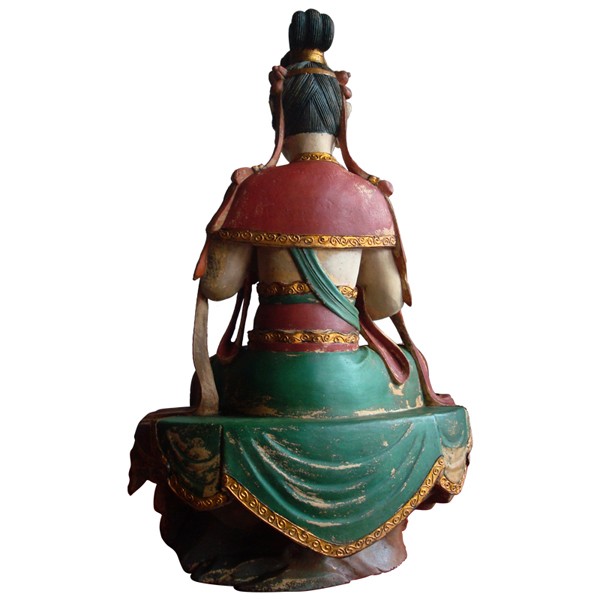 仏像 彩絵観音菩薩坐像 古色仕上げ 観音 ご本尊 仏教 置物 インテリア