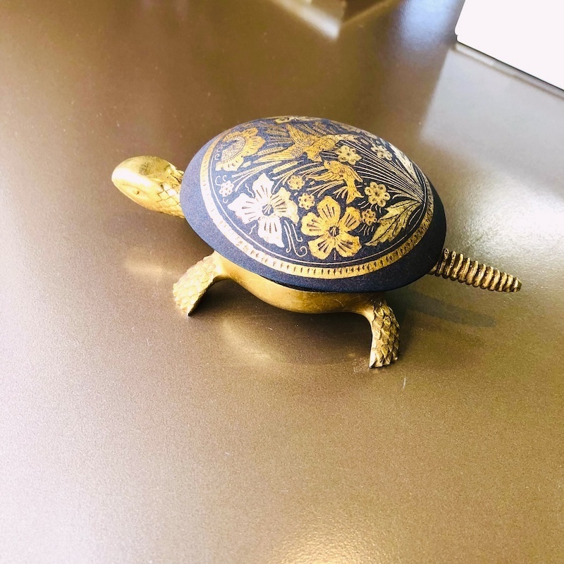 純金象嵌 エイバルエスパーニャ バスク カメ スペイン製 呼び鈴 ベル