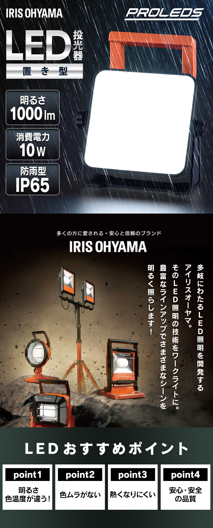 IRIS OHYAMA（アイリスオーヤマ） 投光器 led 屋外 防水 1000lm 昼光色