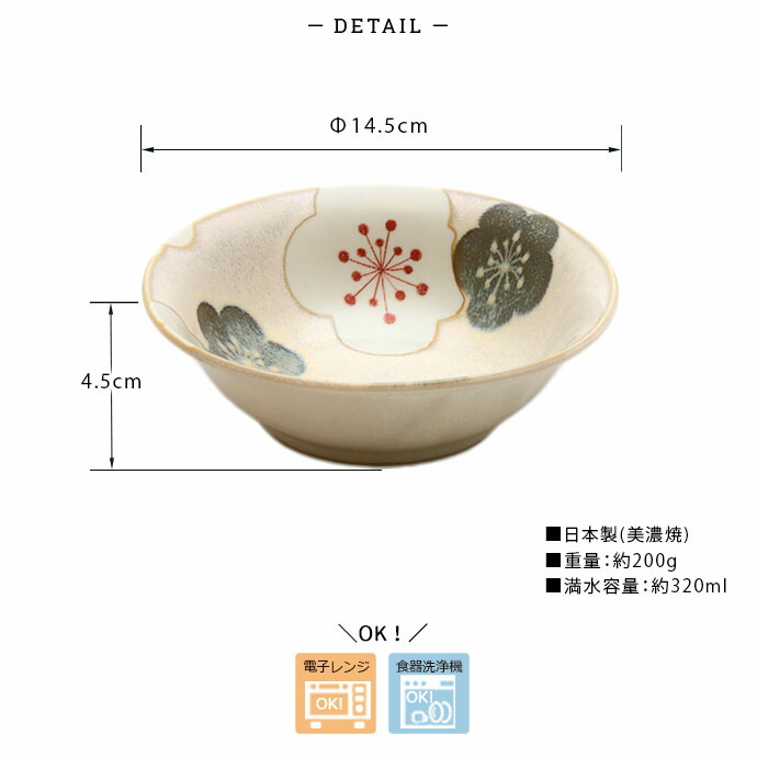 美濃焼 花紋 取鉢 5個セット 径14.5cm 日本製 磁器 中鉢 盛鉢 多用鉢