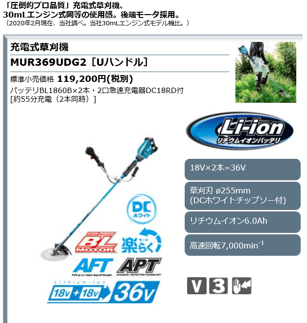 マキタ（makita） おまけ付 充電式草刈機 18V+18V→36V Uハンドル