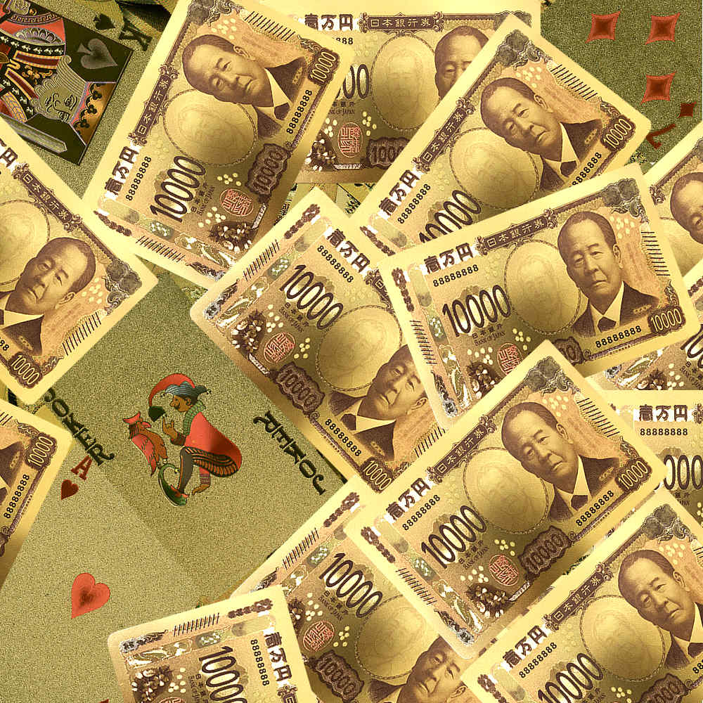 黄金に輝く 新10000円札トランプ 縁起物 金運向上 開運 面白トランプ