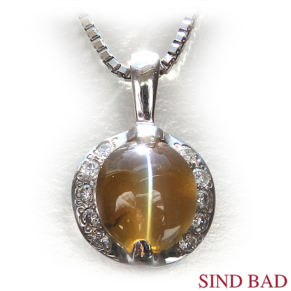 キャッツアイ ネックレス トップ プラチナ ペンダント ヘッド 1.543ct