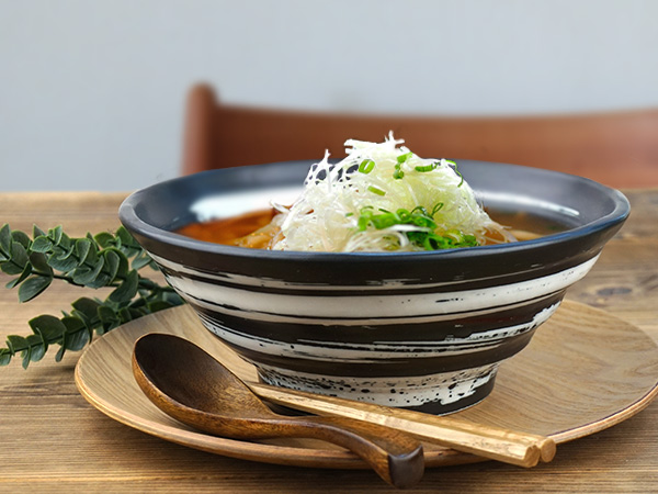 ラーメン どんぶり 1290cc 直径21cm アウトレット ろくろ目 手造り風