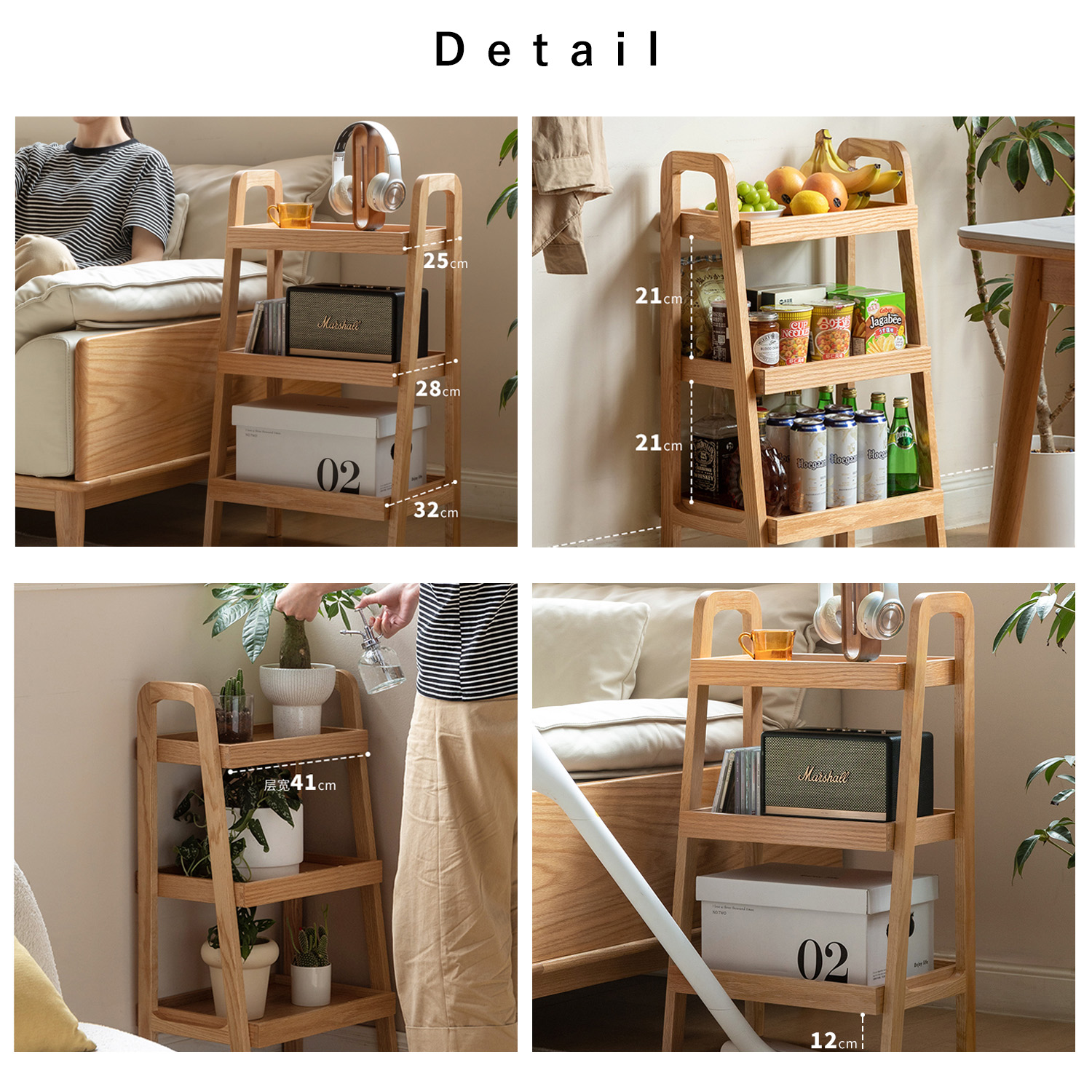 オープンラック 3段 幅45cm 天然木 FAS級オーク材 100%無垢材 ラック