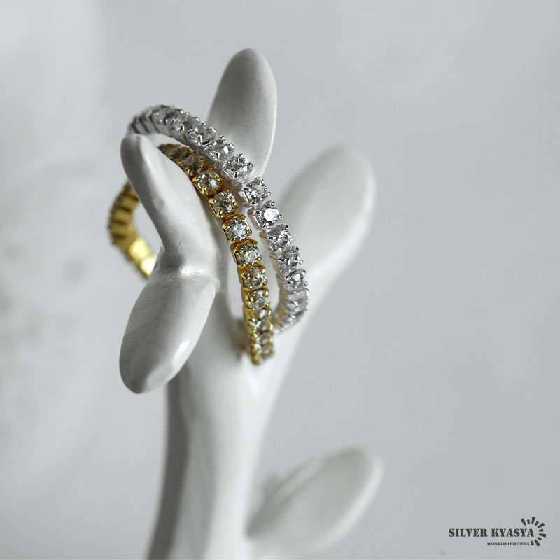 シルバー925 キラキラリング ストーンリング gold 18KGP オープン