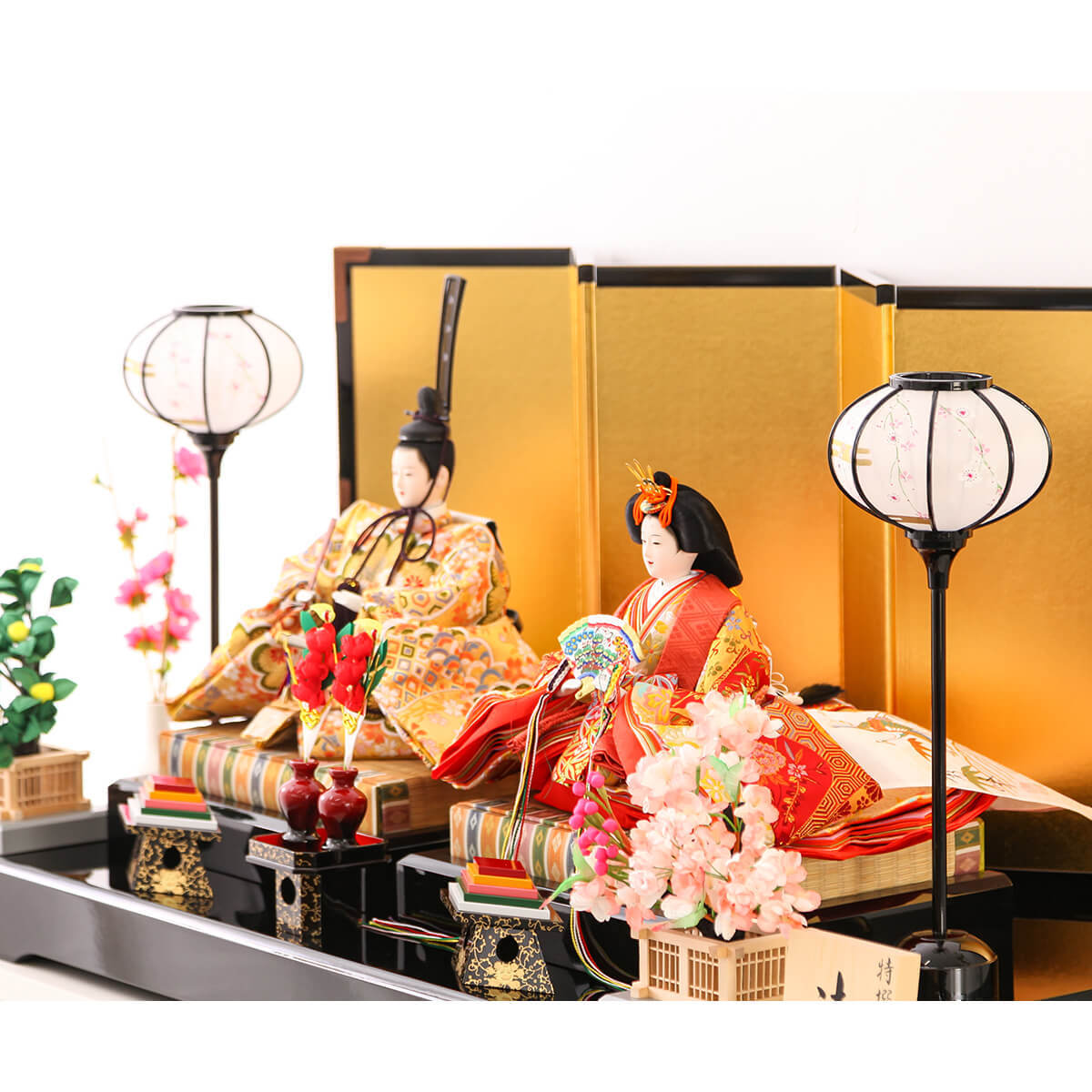 2/18〜2/25☆ポイント2倍！】雛人形 親王飾り 八番 花泉 金屏風飾