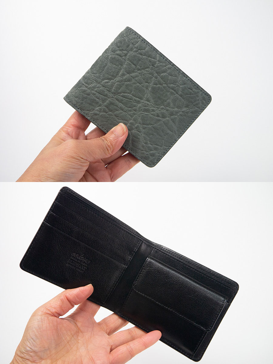 財布 メンズ 2つ折り エレファント 象革 革 2つ折り財布 50代 60代 70