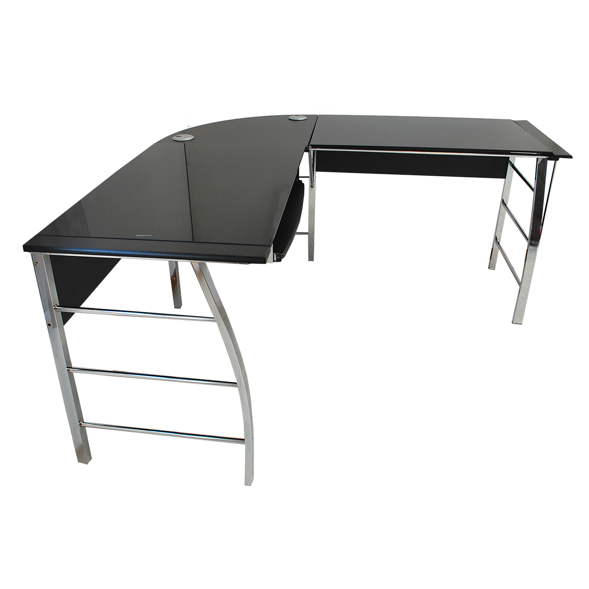 不二貿易（Fuji Boeki） パソコンデスク ガラスPCデスク L型3点セット