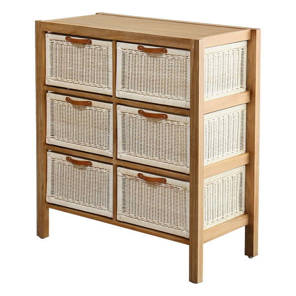 チェスト タンス 収納 リビング 洗面所 木製 チーク材 天然木 籐製