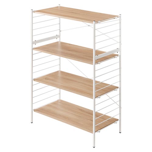 ぼん家具 オープンシェルフ 4段 可動棚 オープンラック 木製 ラック