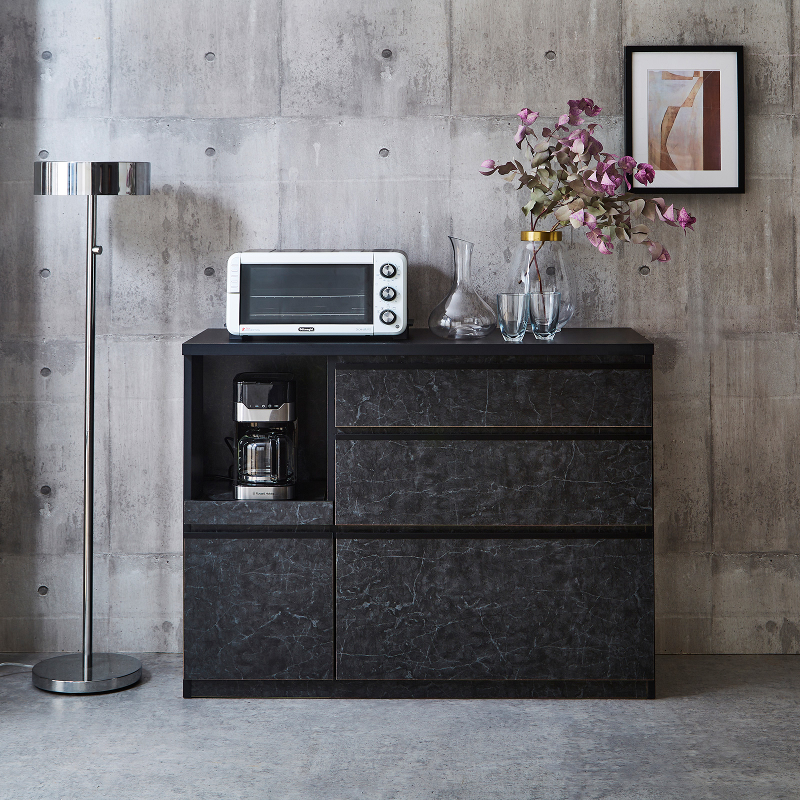 KAGUCOCO 食器棚 ロータイプ 完成品 安い キッチンカウンター 収納 120